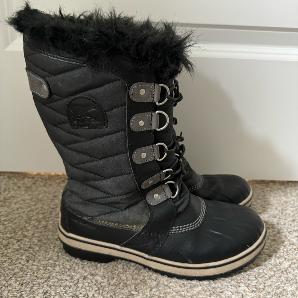 Girls Sorel Joan of Artic Black Winter Boots Size 5